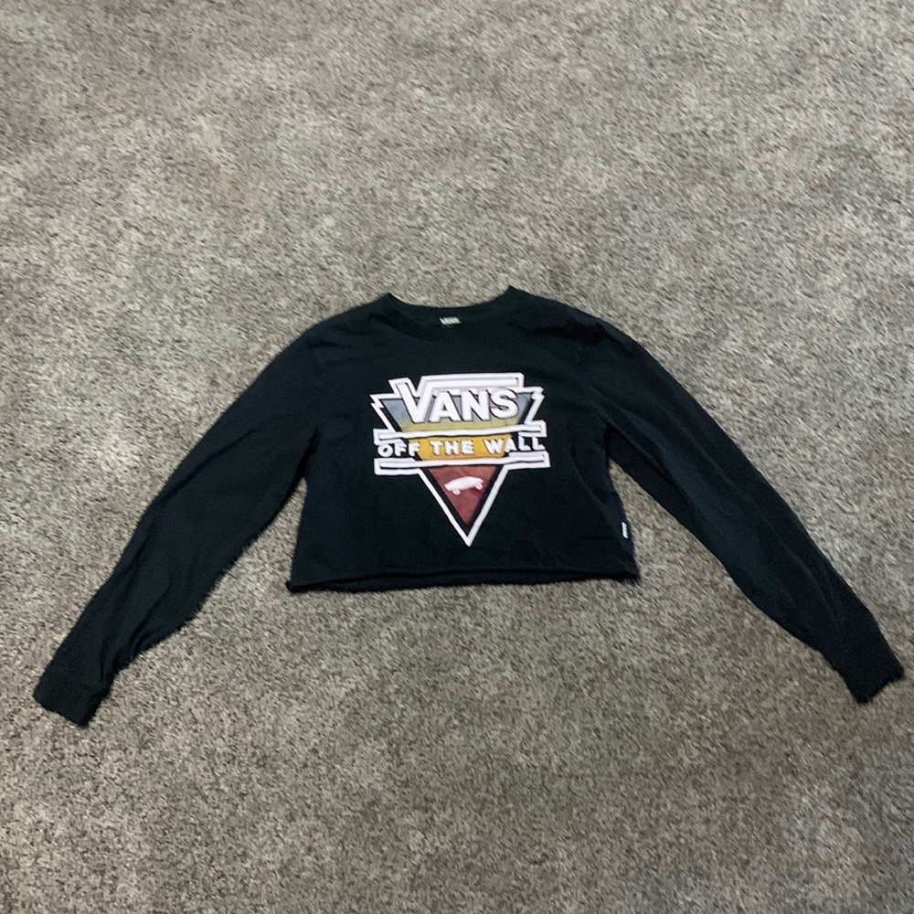Unworn Vans Off The Wall Long Sleeve Black Crop Top